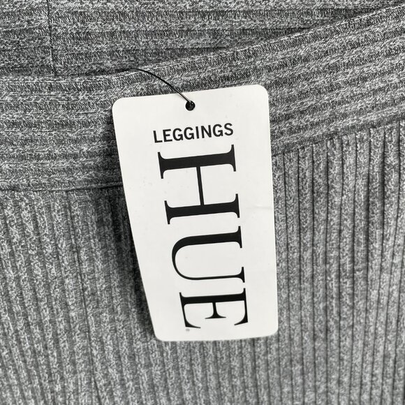 Hue Ribbed Leggings Women’s Small Gray Mid Rise Stretch NWT - Picture 4 of 8